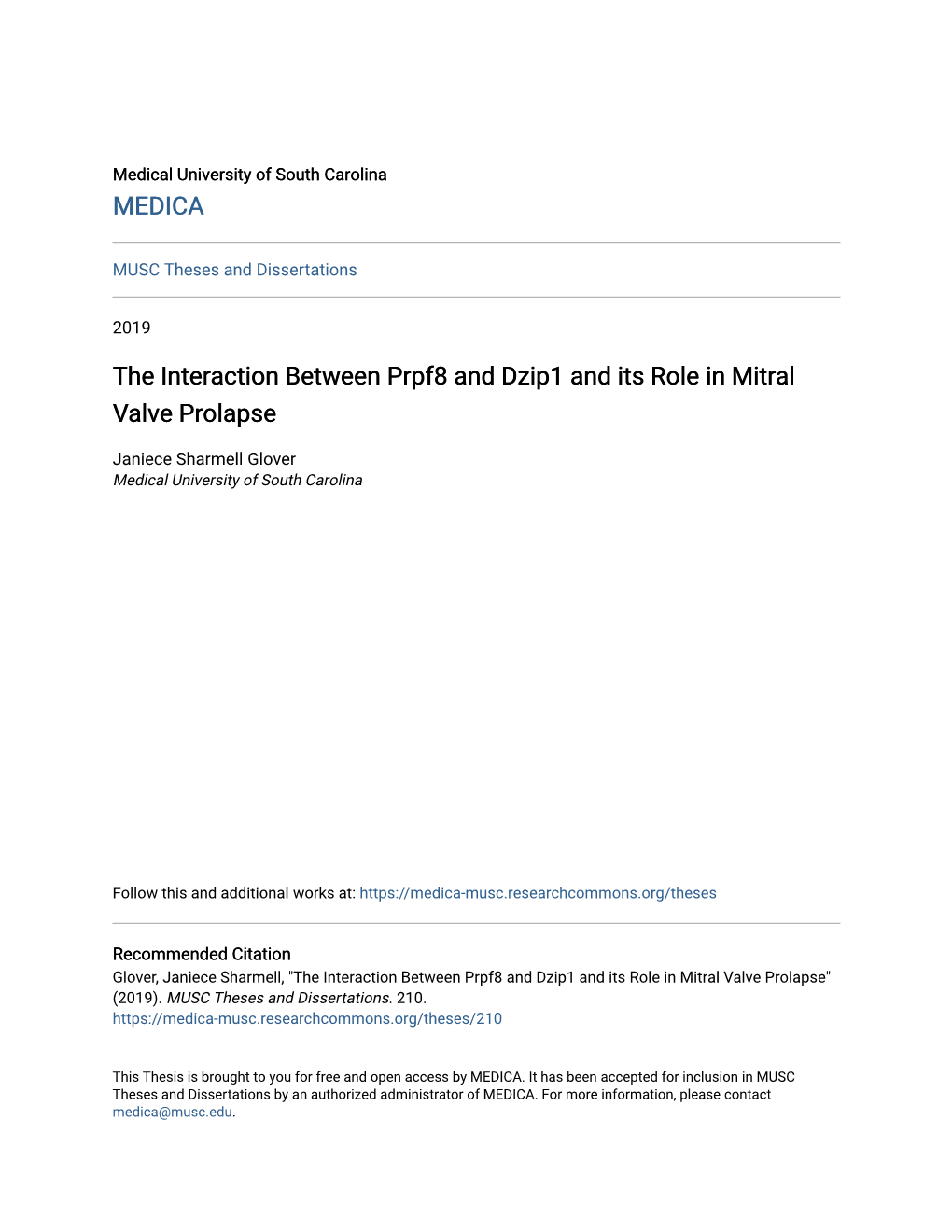 The Interaction Between Prpf8 and Dzip1 and Its Role in Mitral Valve Prolapse