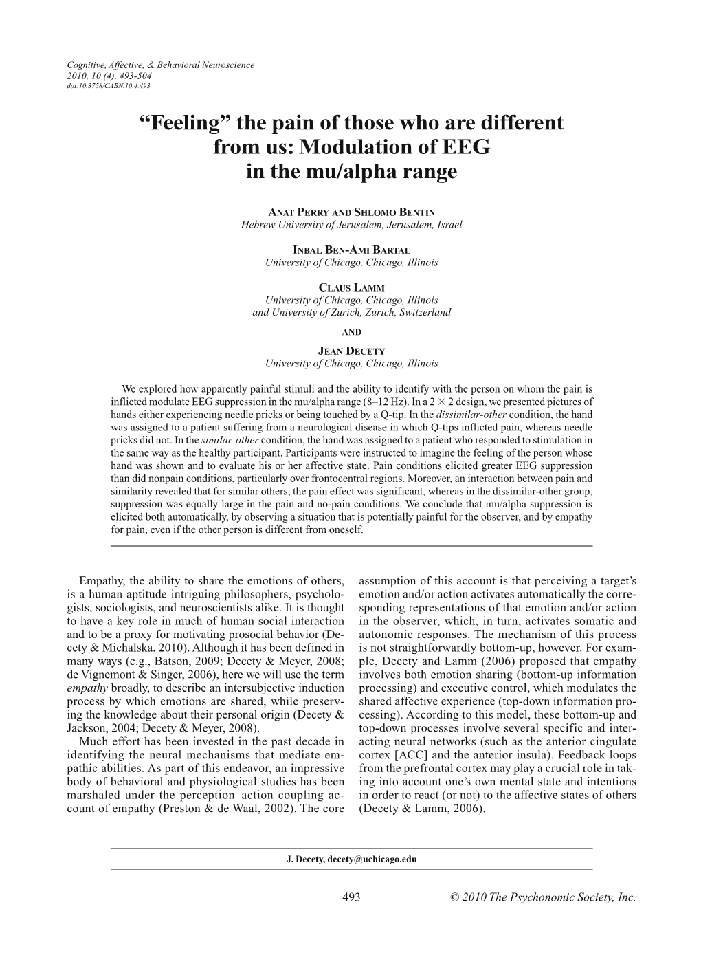 Modulation of EEG in the Mu/Alpha Range