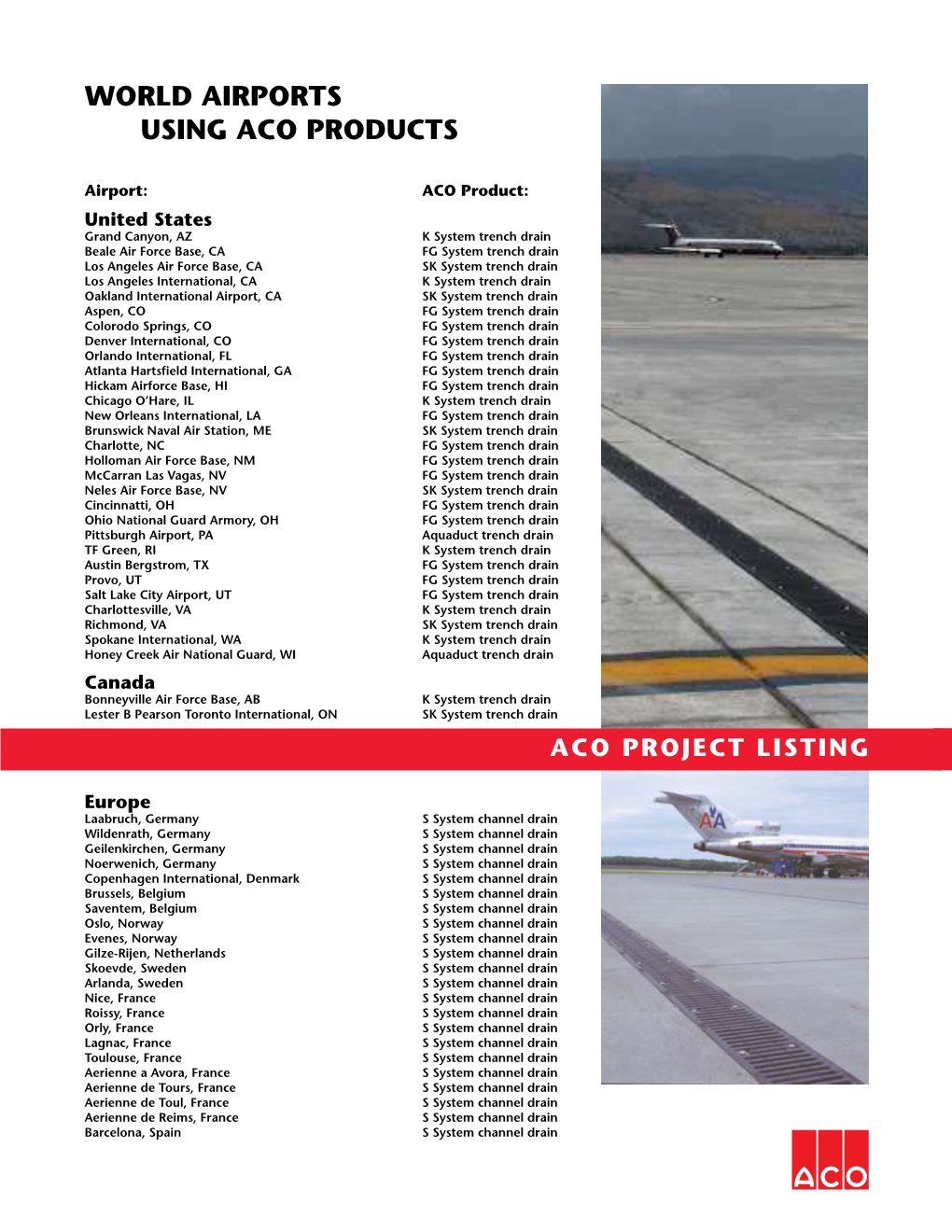 Airports Using Aco Products