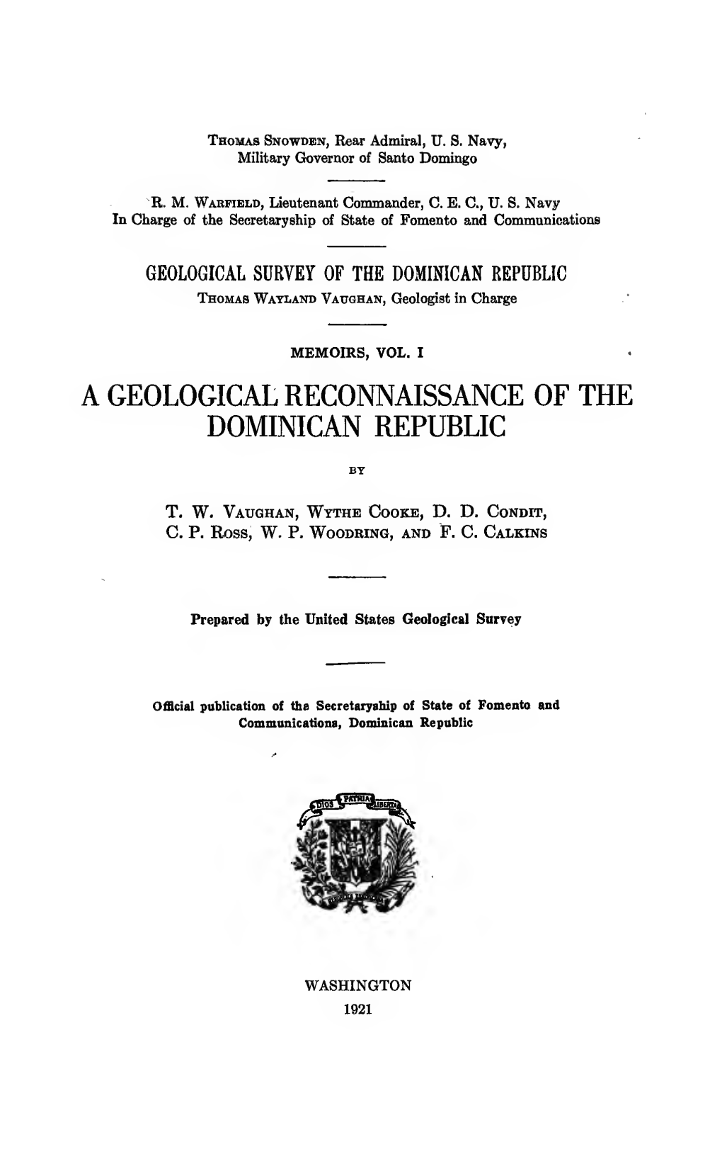 A Geological Reconnaissance of the Dominican Republic