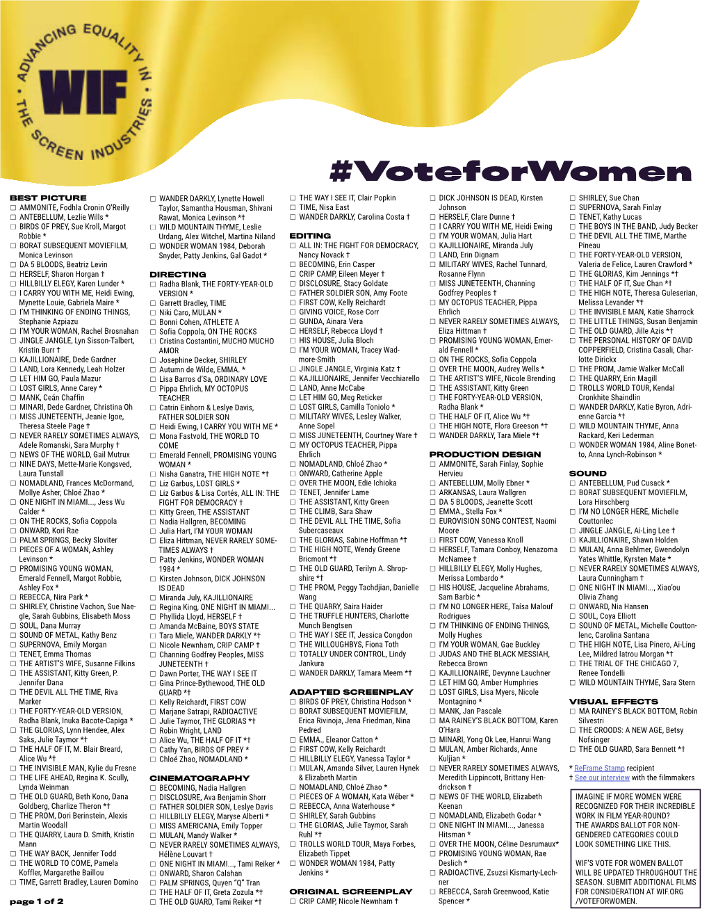 Voteforwomen Ballot