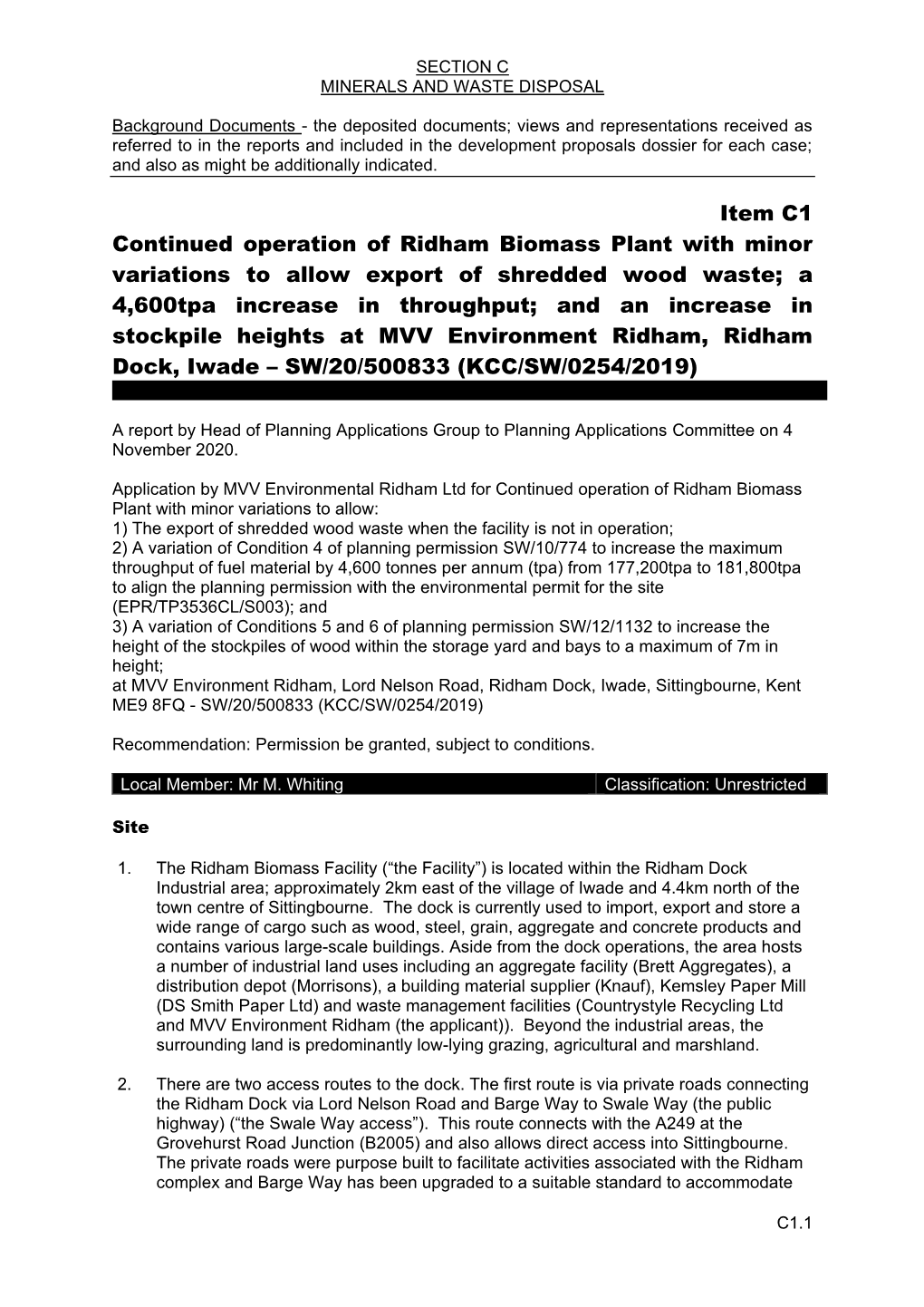 Continued Operation of Ridham Biomass Plant With