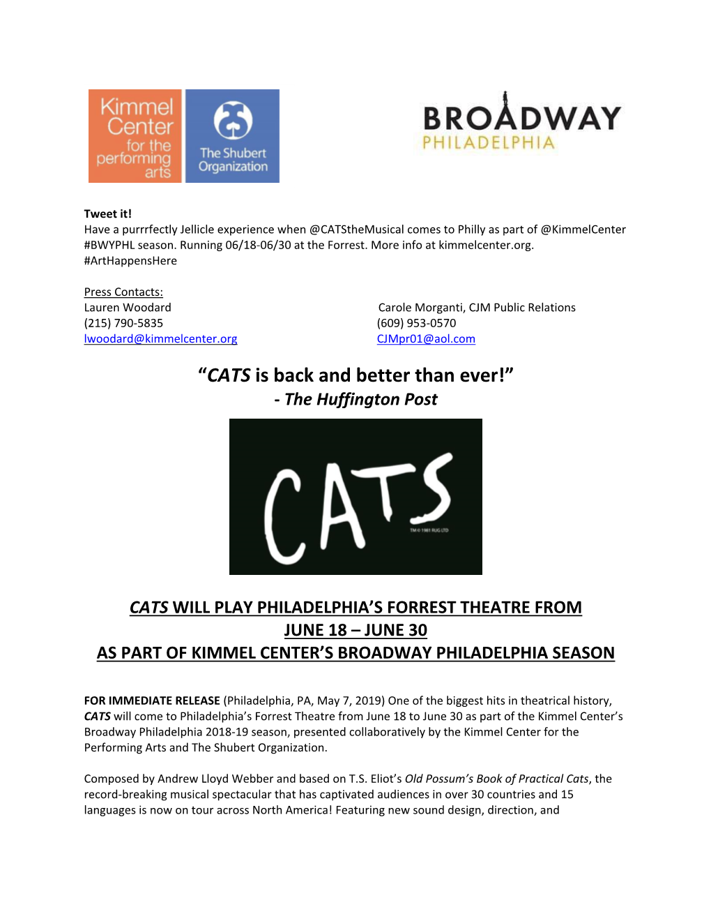 “CATS Is Back and Better Than Ever!” - the Huffington Post