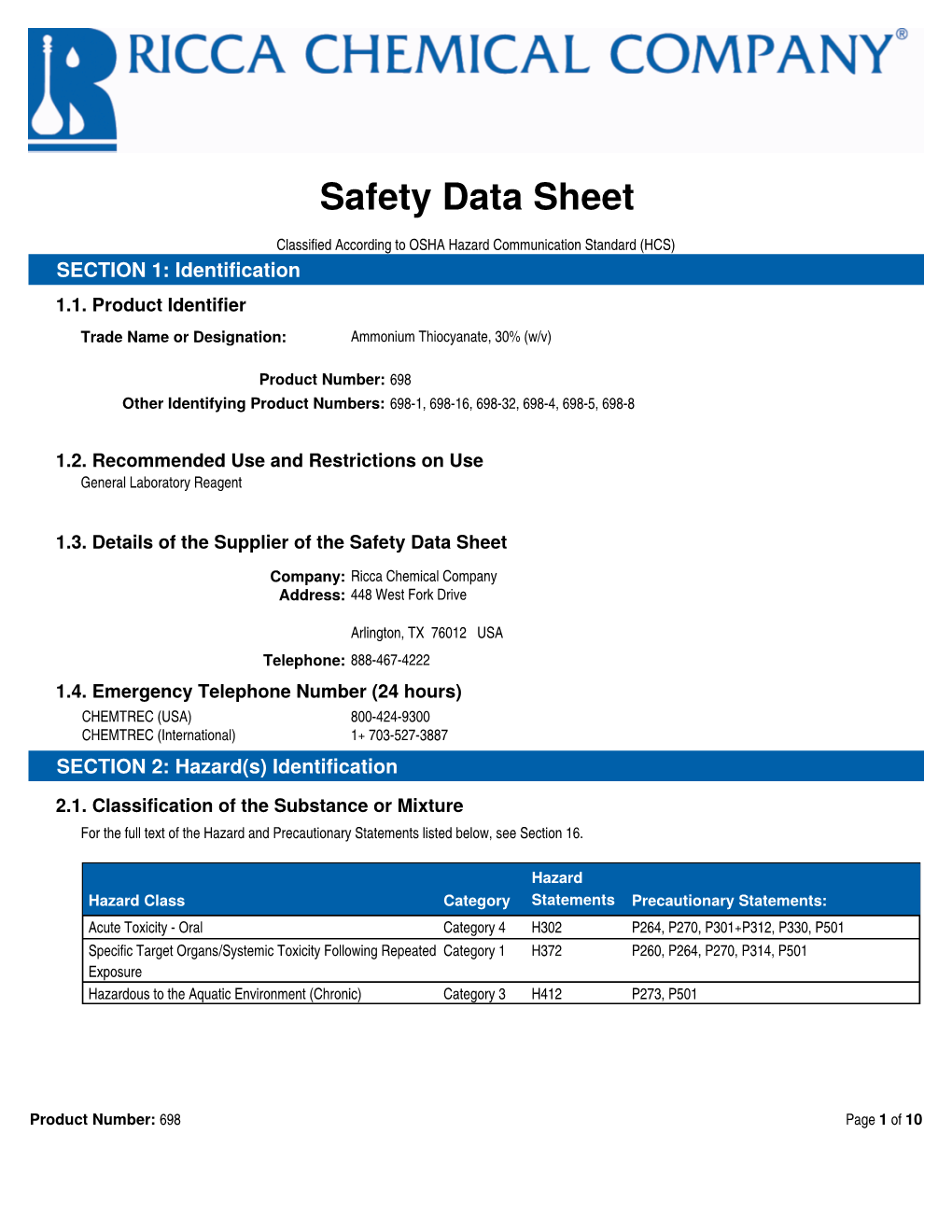 Safety Data Sheet