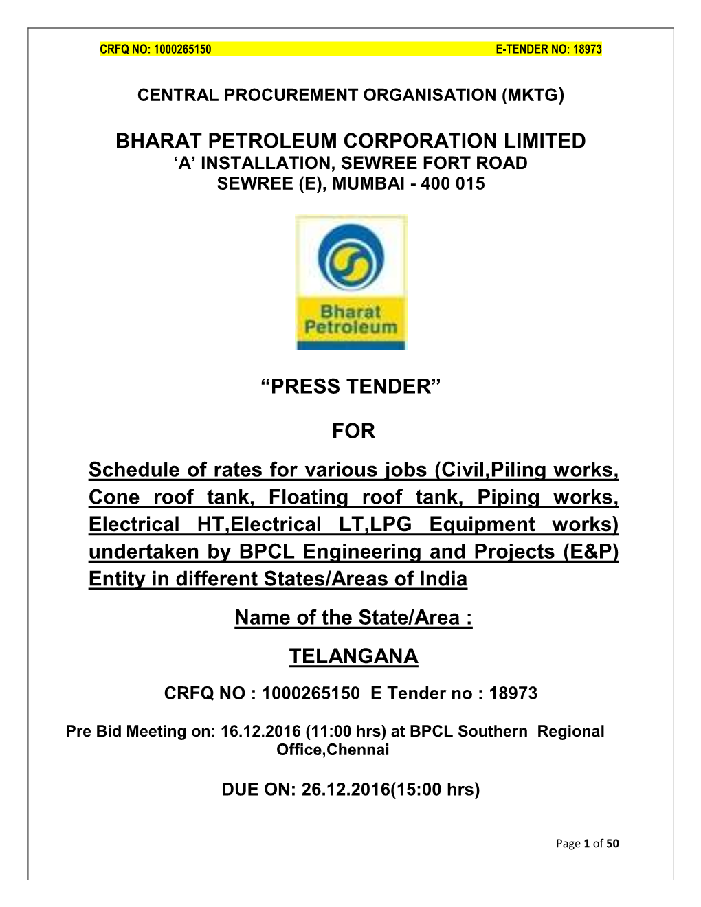 Bharat Petroleum Corporation Limited “Press