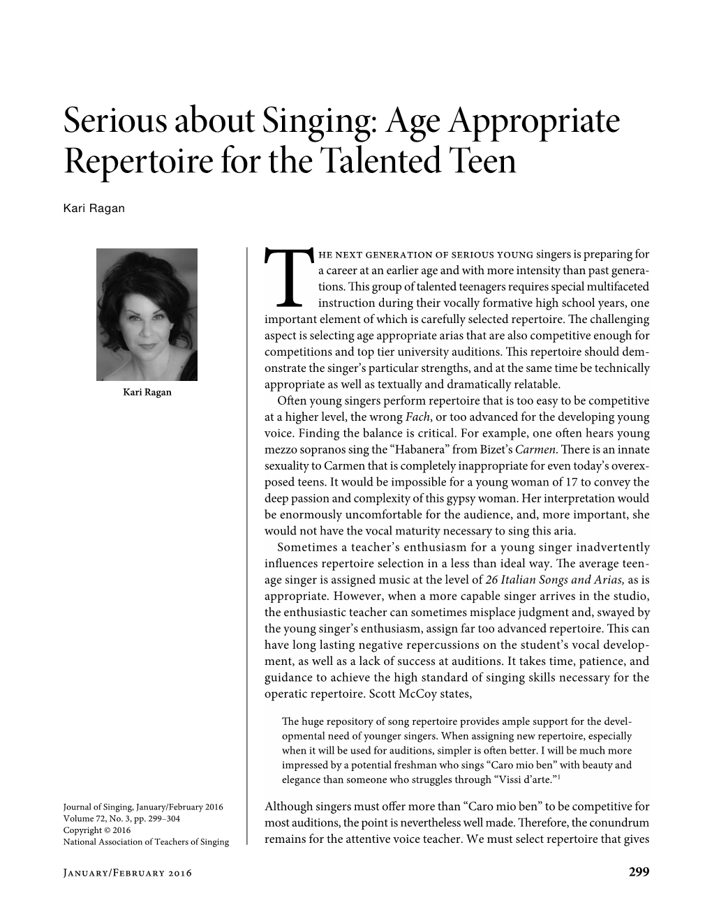 Serious About Singing-Age Appropriate Repertoire