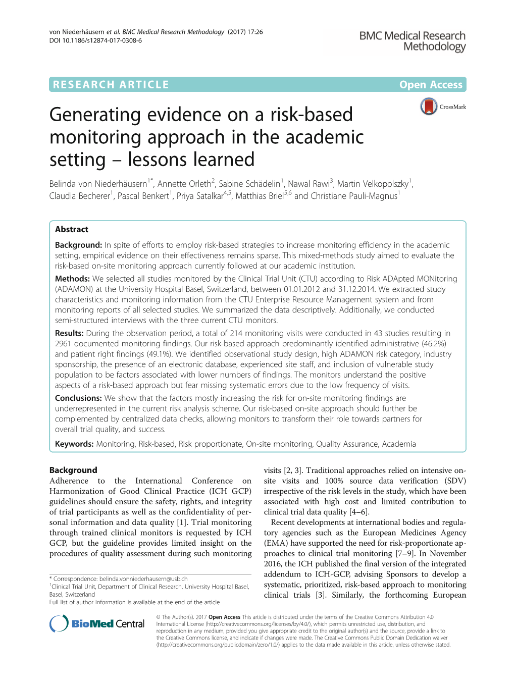 Generating Evidence on a Risk-Based Monitoring Approach in The