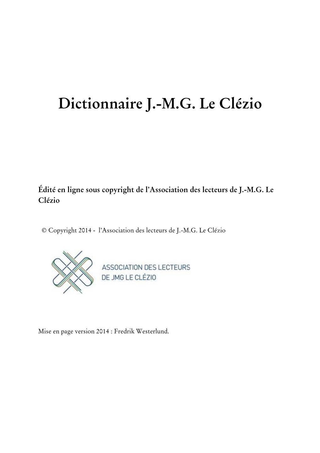 Dictionnaire Le Clezio 2014