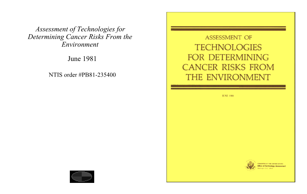 Assessment of Technologies for Determining Cancer Risks from the Environment