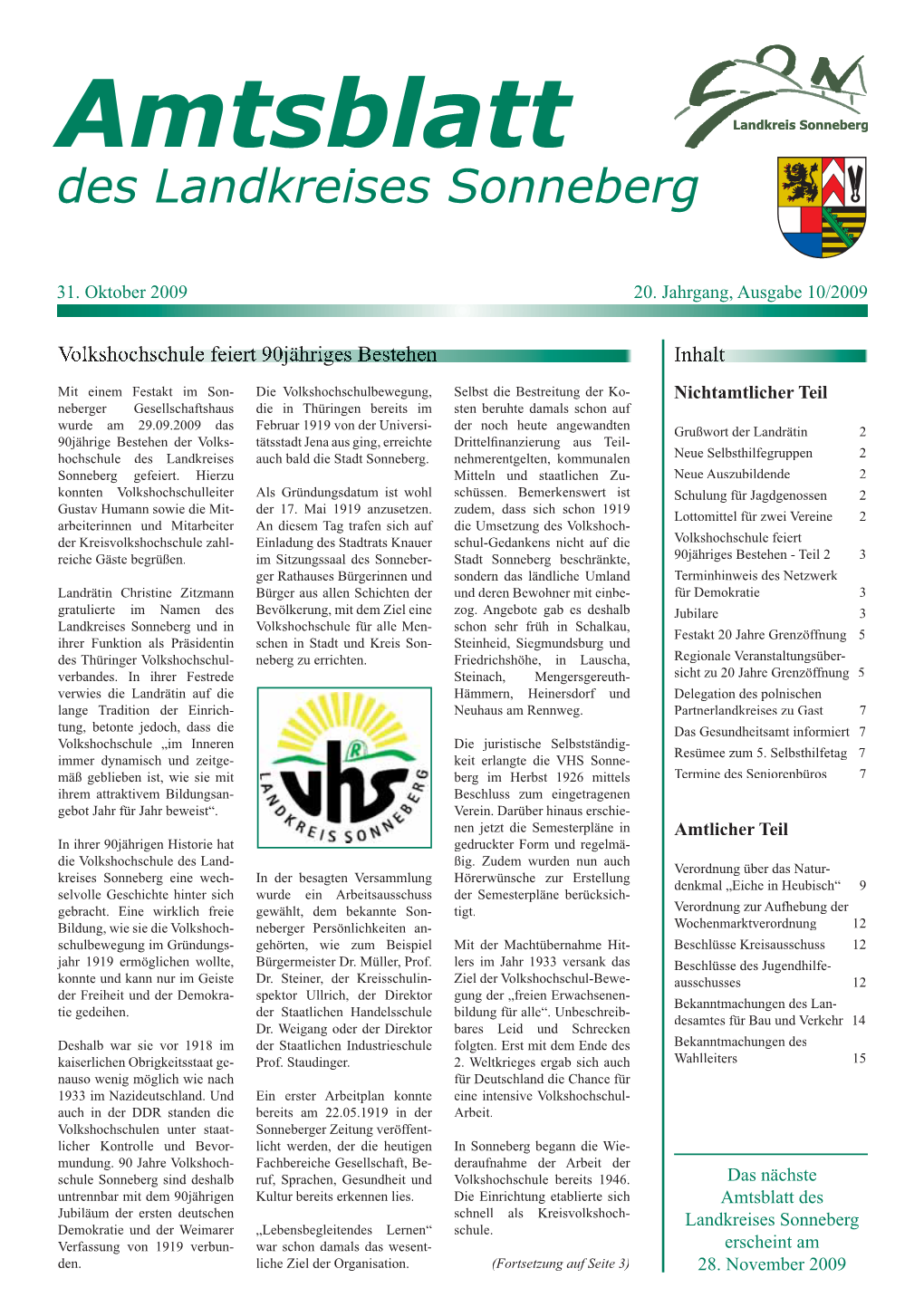 Amtsblatt Des Landkreises Sonneberg