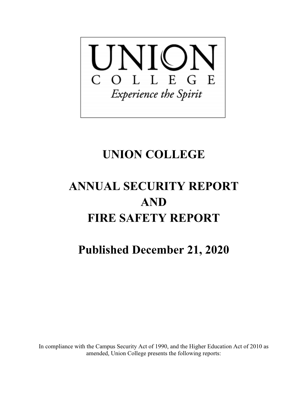 Annual Security Report and Fire Safety Report