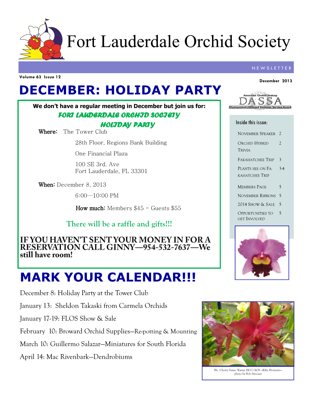 December 2013 DECEMBER: HOLIDAY PARTY