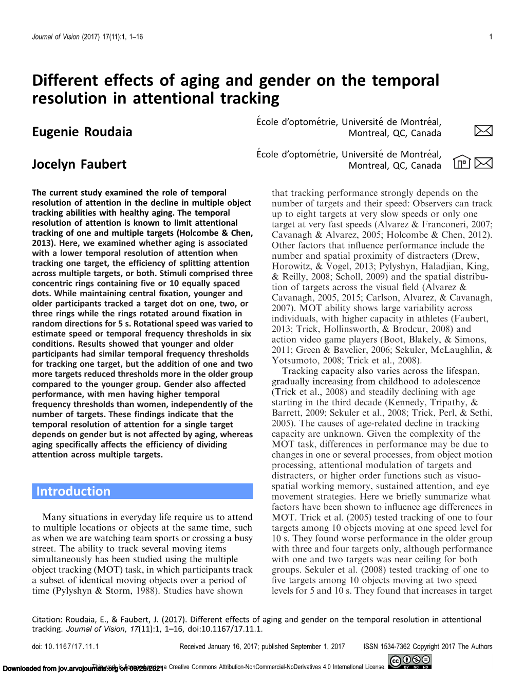 Different Effects of Aging and Gender on the Temporal Resolution In