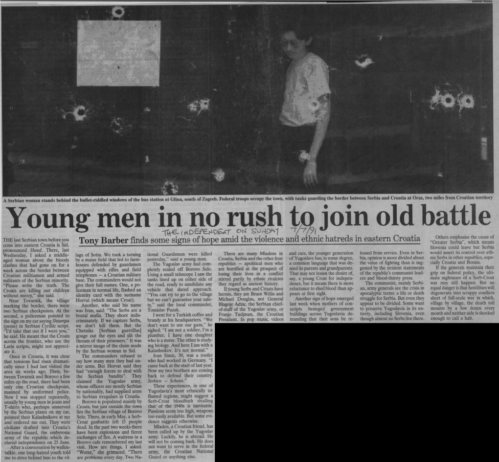 Young Man in No Rush to Join Old Battle