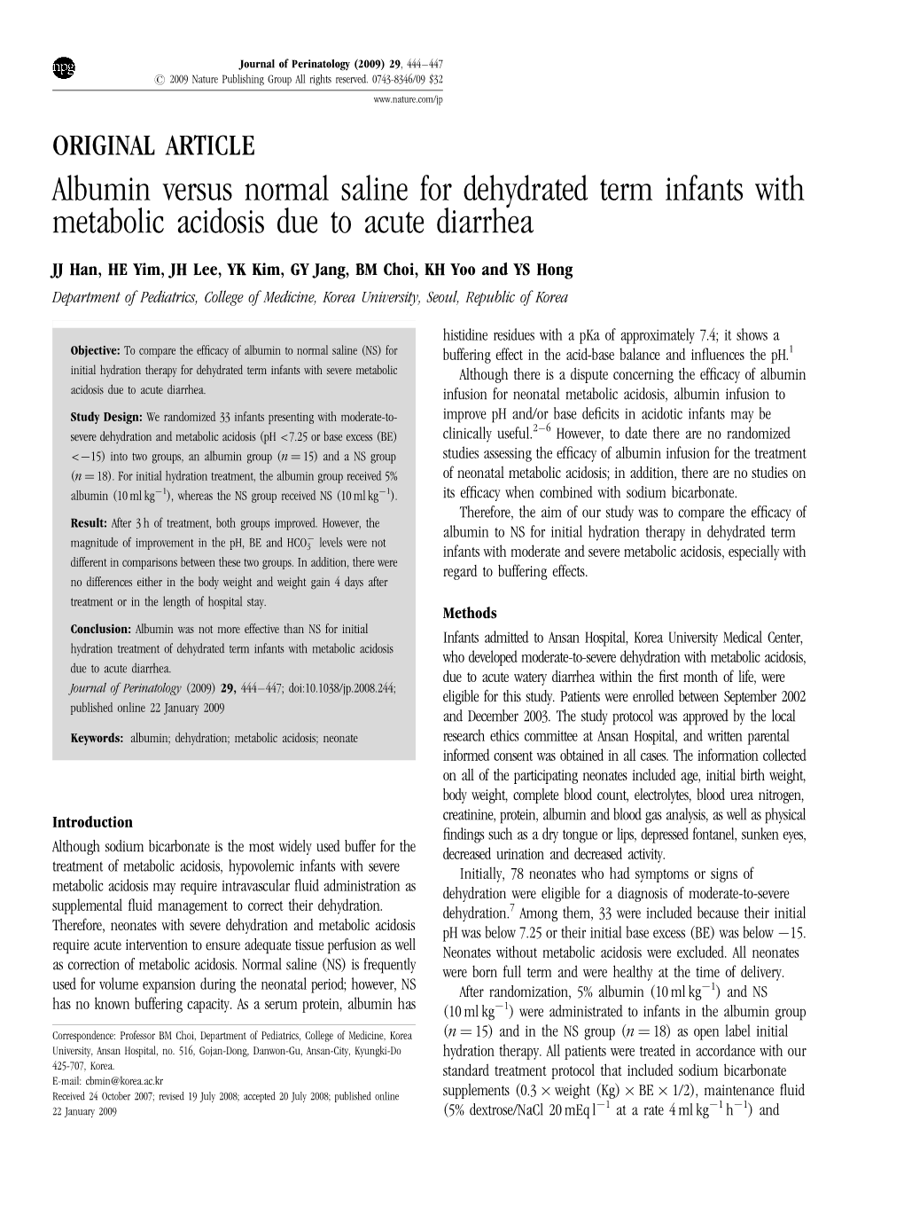 Albumin Versus Normal Saline for Dehydrated Term Infants with Metabolic Acidosis Due to Acute Diarrhea