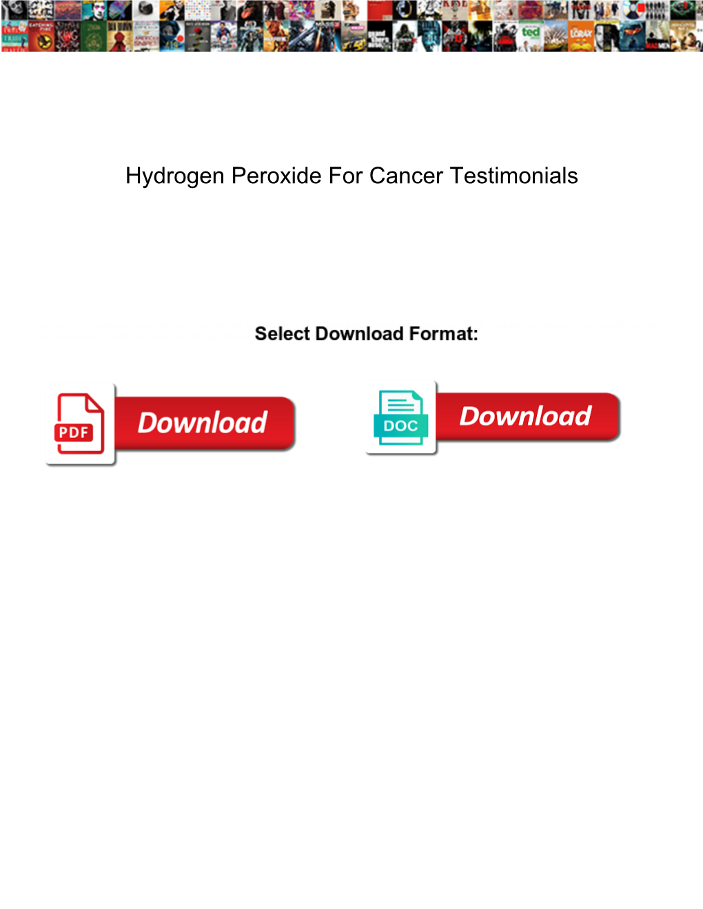 Hydrogen Peroxide for Cancer Testimonials