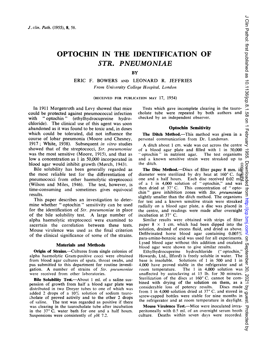 Optochin in Tie Identification of Str