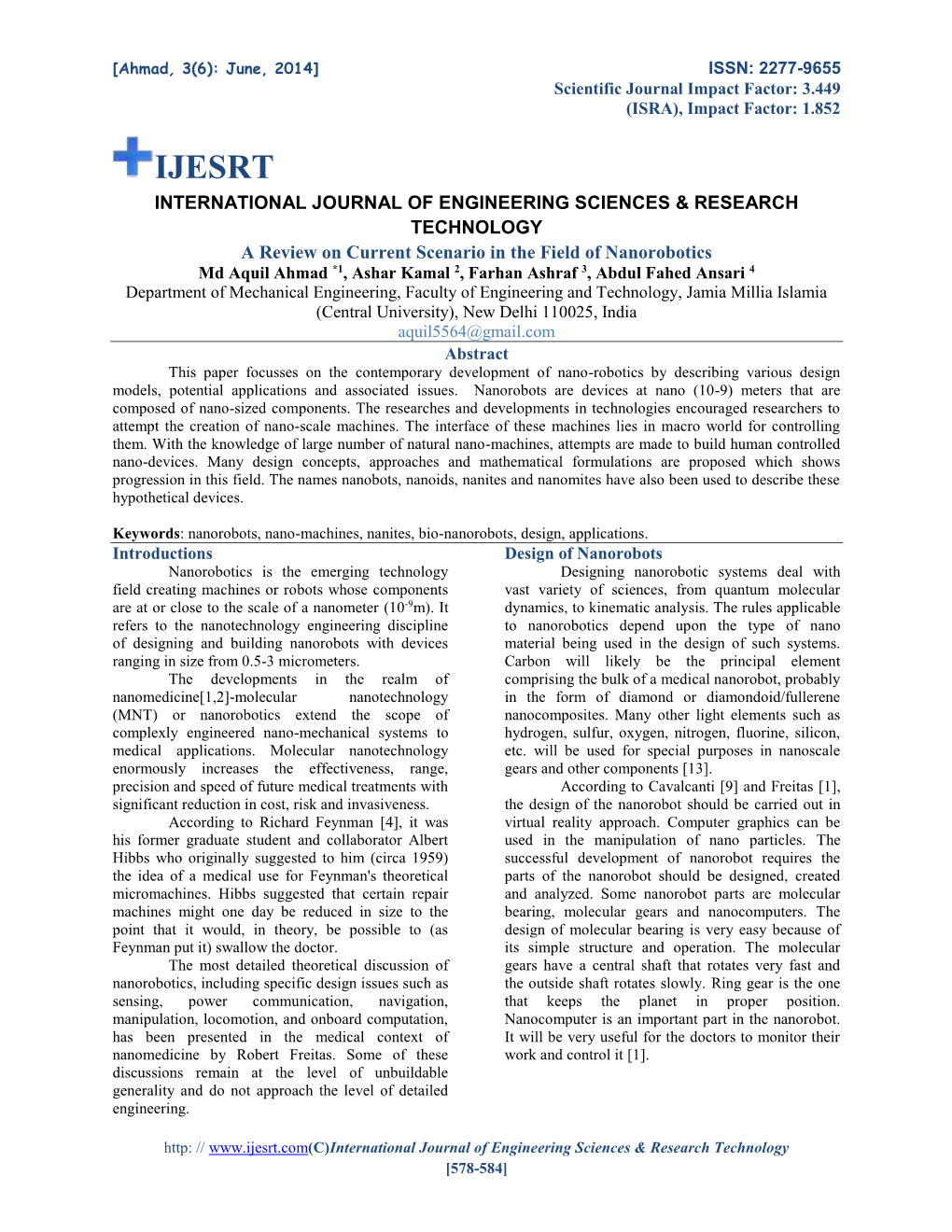 International Journal of Engineering Sciences