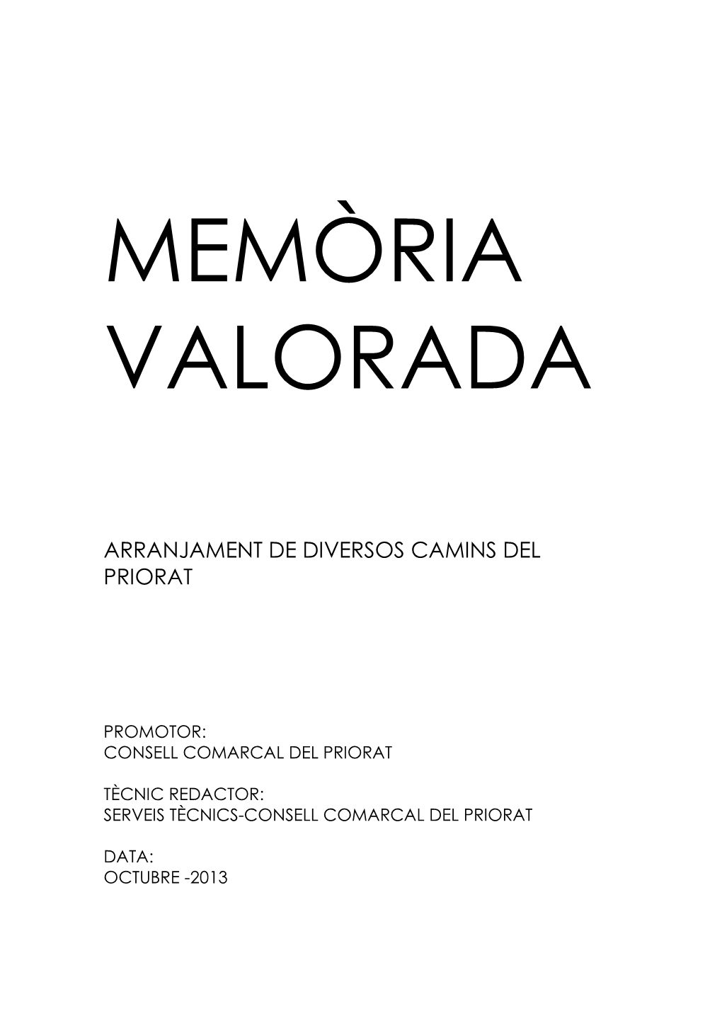 Memoria Valorada Arranjament Cami Torroja Morera