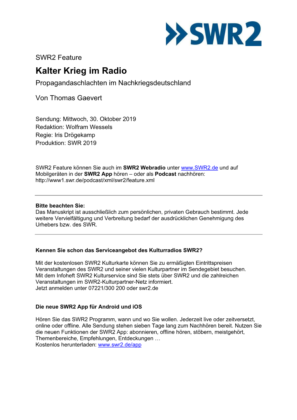 Kalter Krieg Im Radio Propagandaschlachten Im Nachkriegsdeutschland