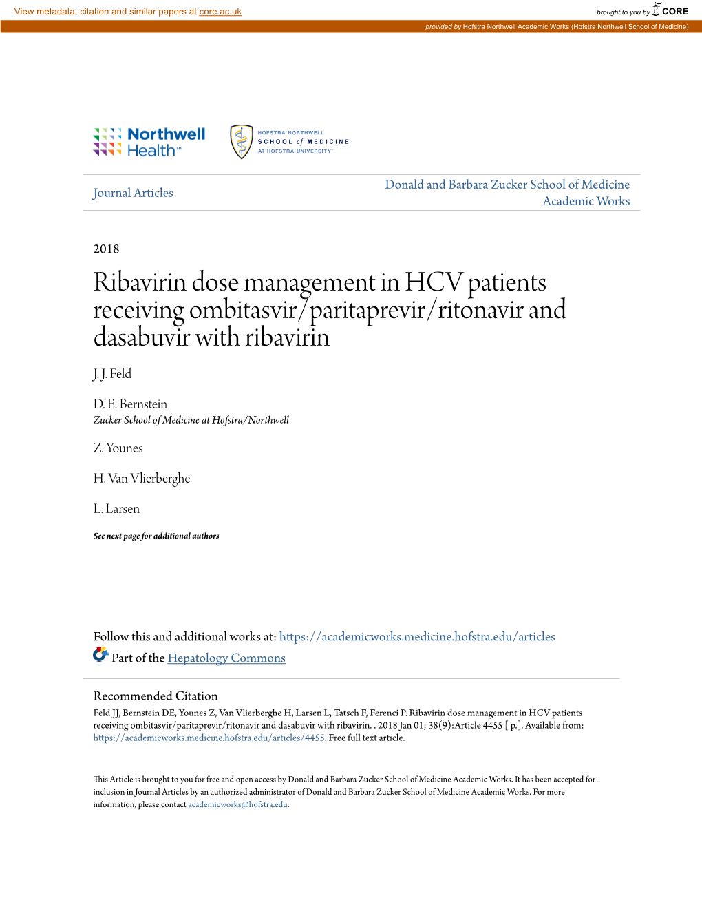 Ribavirin Dose Management in HCV Patients Receiving Ombitasvir/Paritaprevir/Ritonavir and Dasabuvir with Ribavirin J