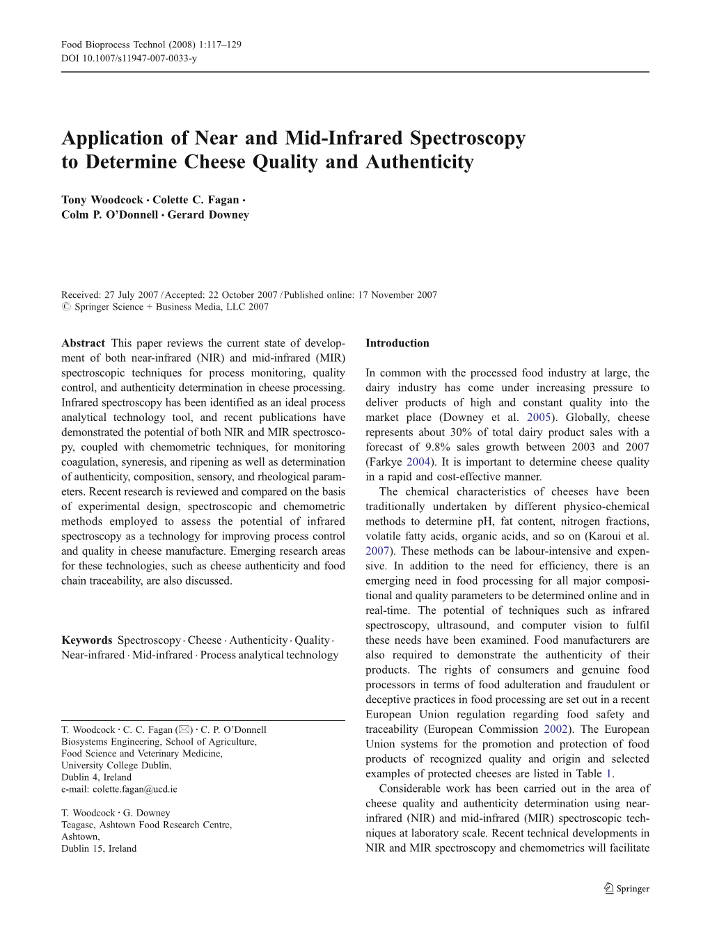 Application of Near and Mid-Infrared Spectroscopy to Determine Cheese Quality and Authenticity