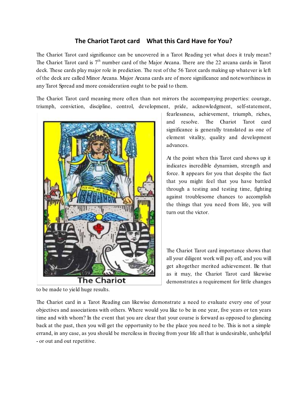 The Chariot Tarot Card What This Card Have for You?