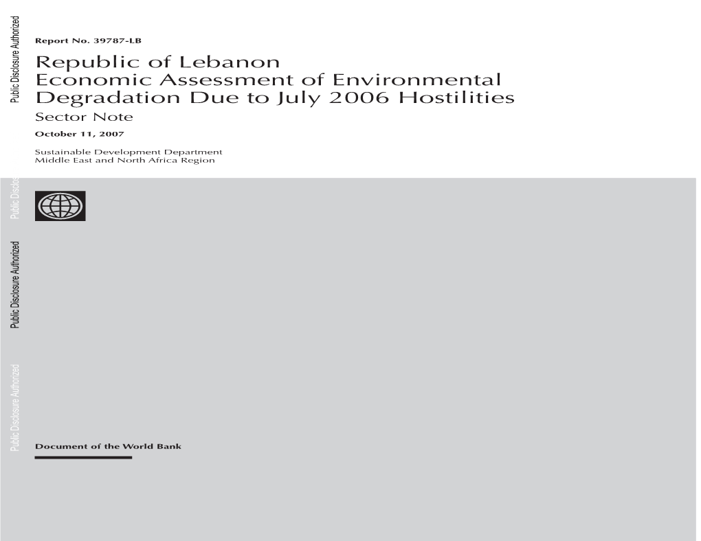 Economic Assessment of Environmental Degradation Due To