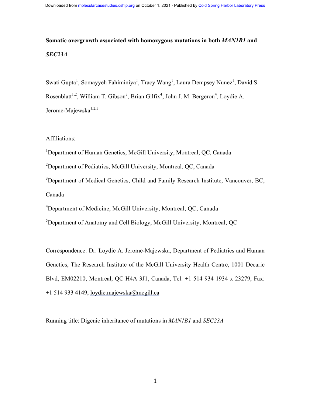 Somatic Overgrowth Associated with Homozygous Mutations in Both MAN1B1 And