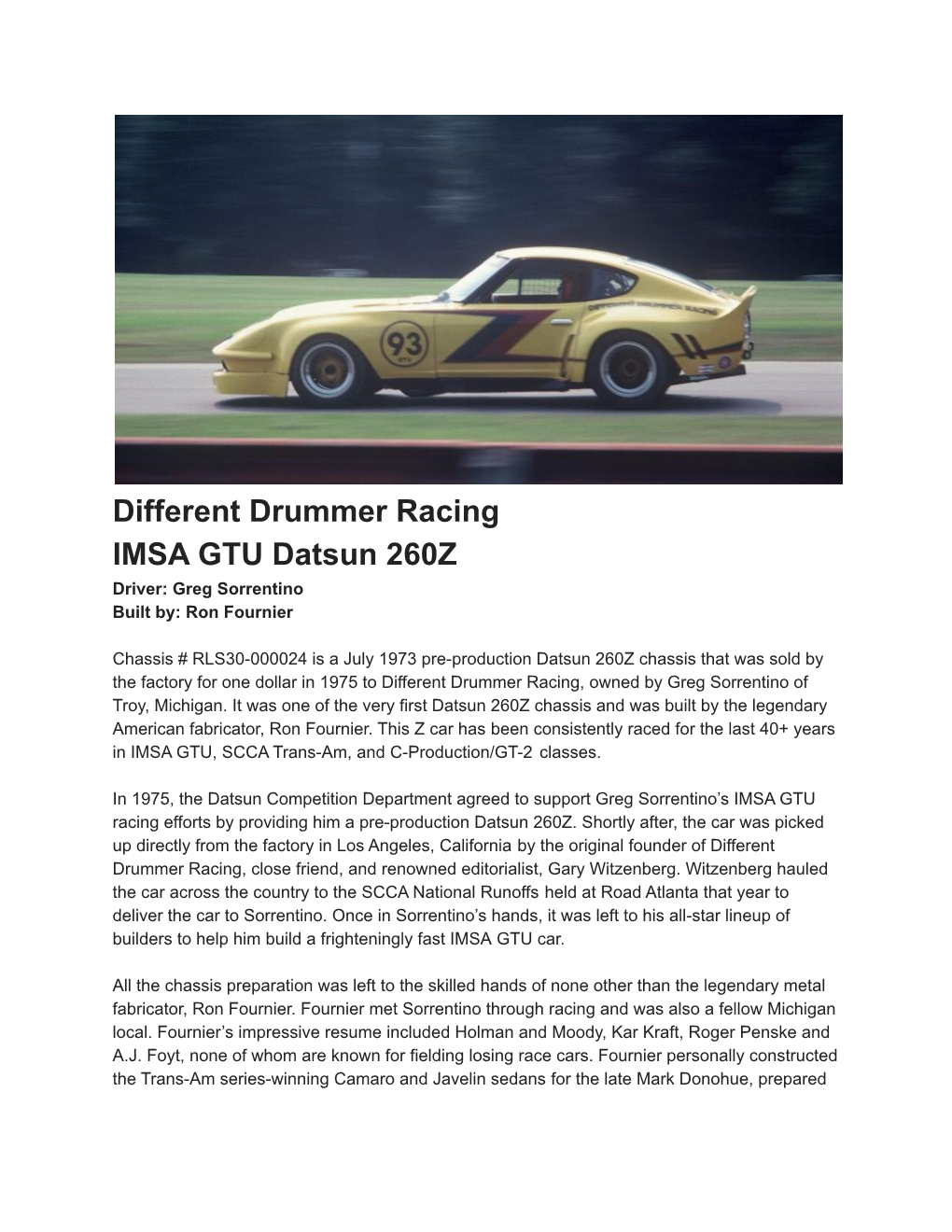 1974 Imsa Gtu 260Z