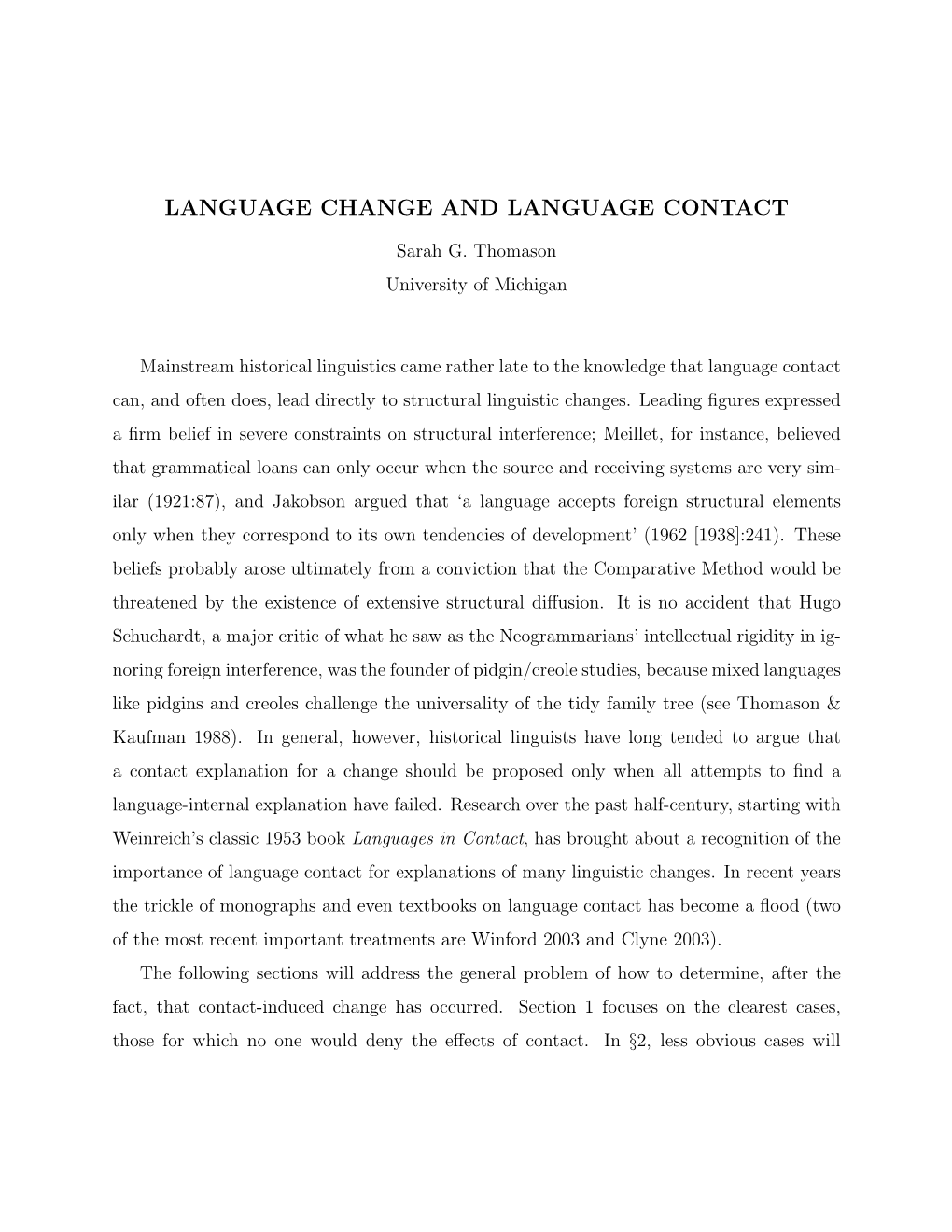 Language Change and Language Contact