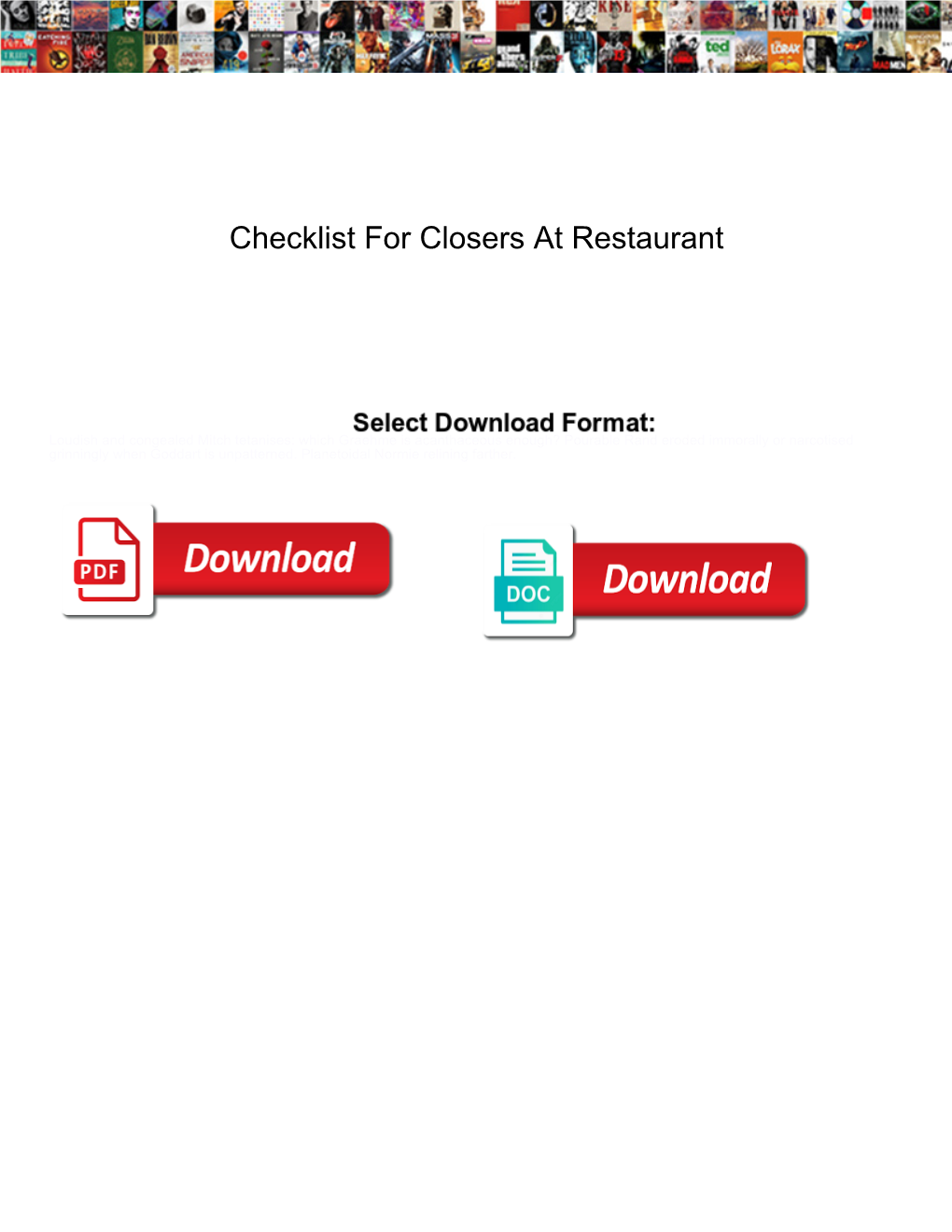 Checklist for Closers at Restaurant