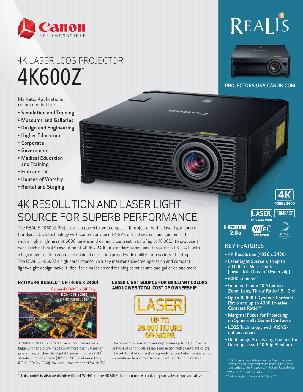 4K Resolution and Laser Light Source for Superb