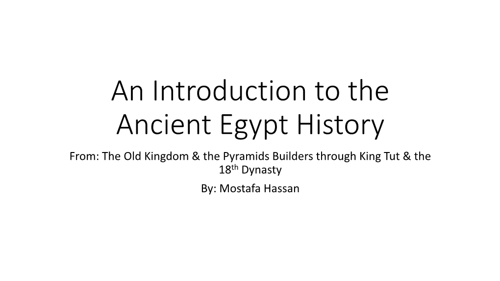 An Introduction to the Ancient Egypt History