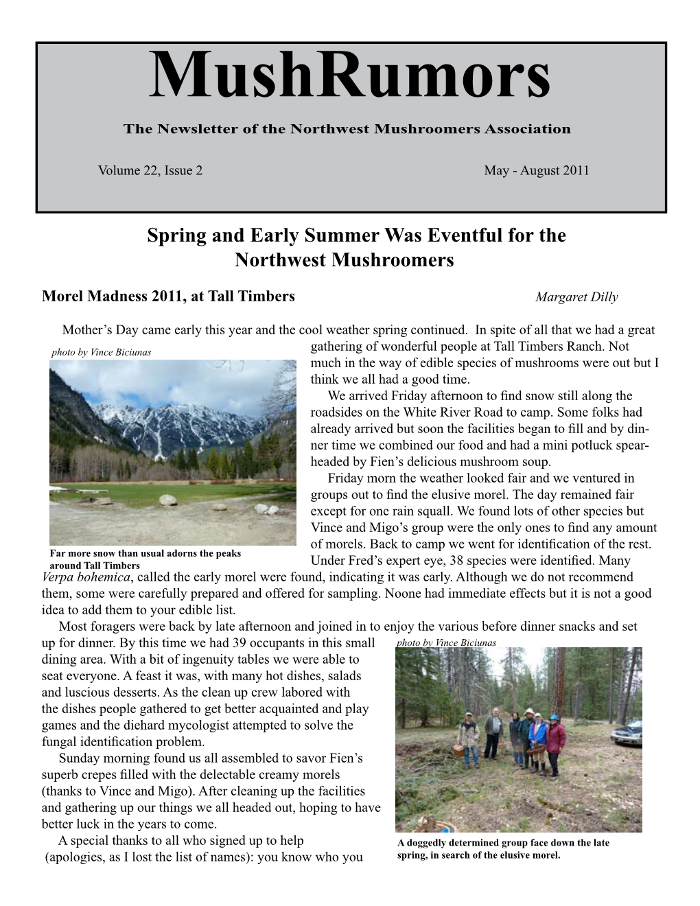 Mushrumors the Newsletter of the Northwest Mushroomers Association