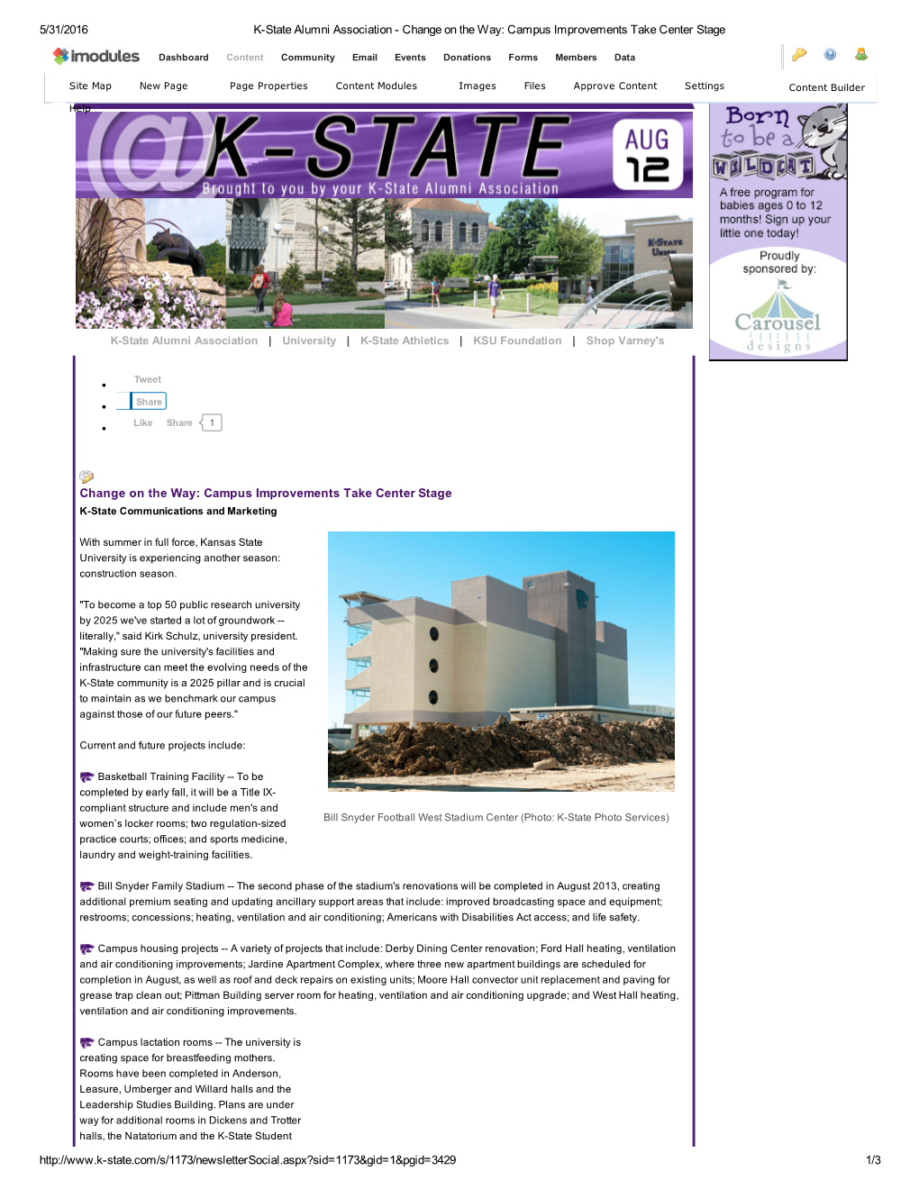 5/31/2016 Kstate Alumni Associationанаchange on the Way: Campus Improvements Take Center Stage