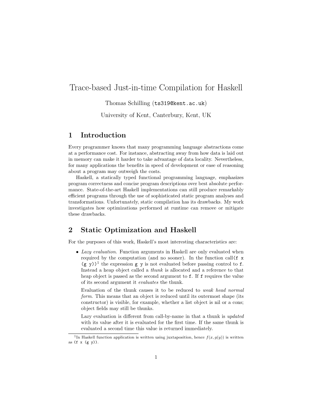 Trace-Based Just-In-Time Compilation for Haskell