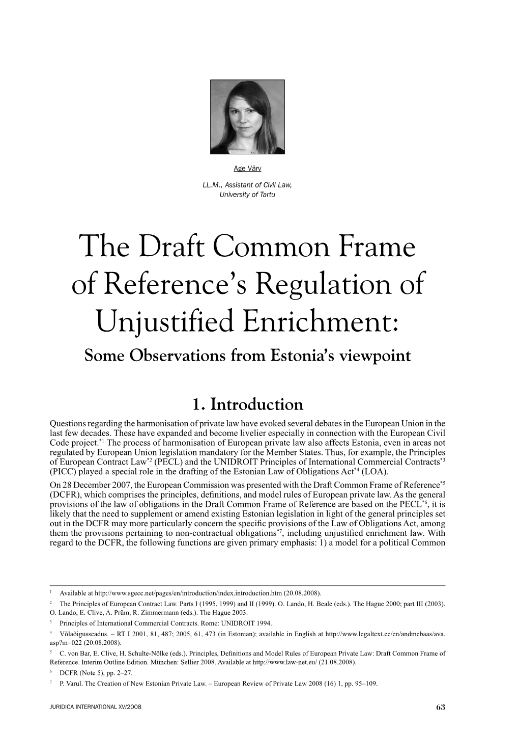 The Draft Common Frame of Reference's