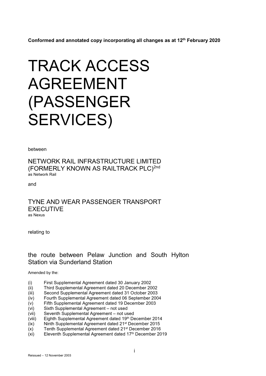 TYNE and WEAR PASSENGER TRANSPORT EXECUTIVE As Nexus