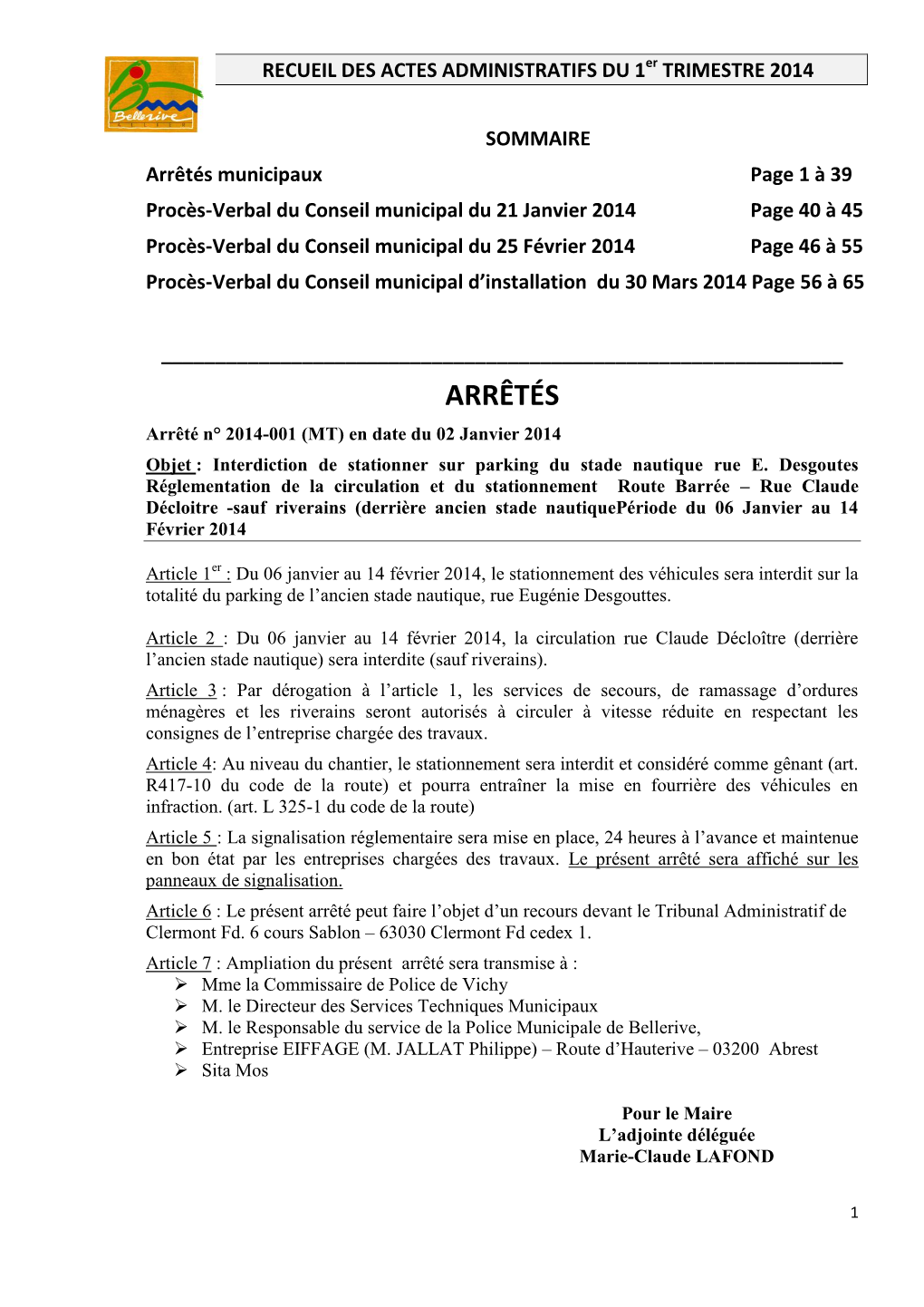 Actes Administratifs 1Er Trimestre 2014Pdf