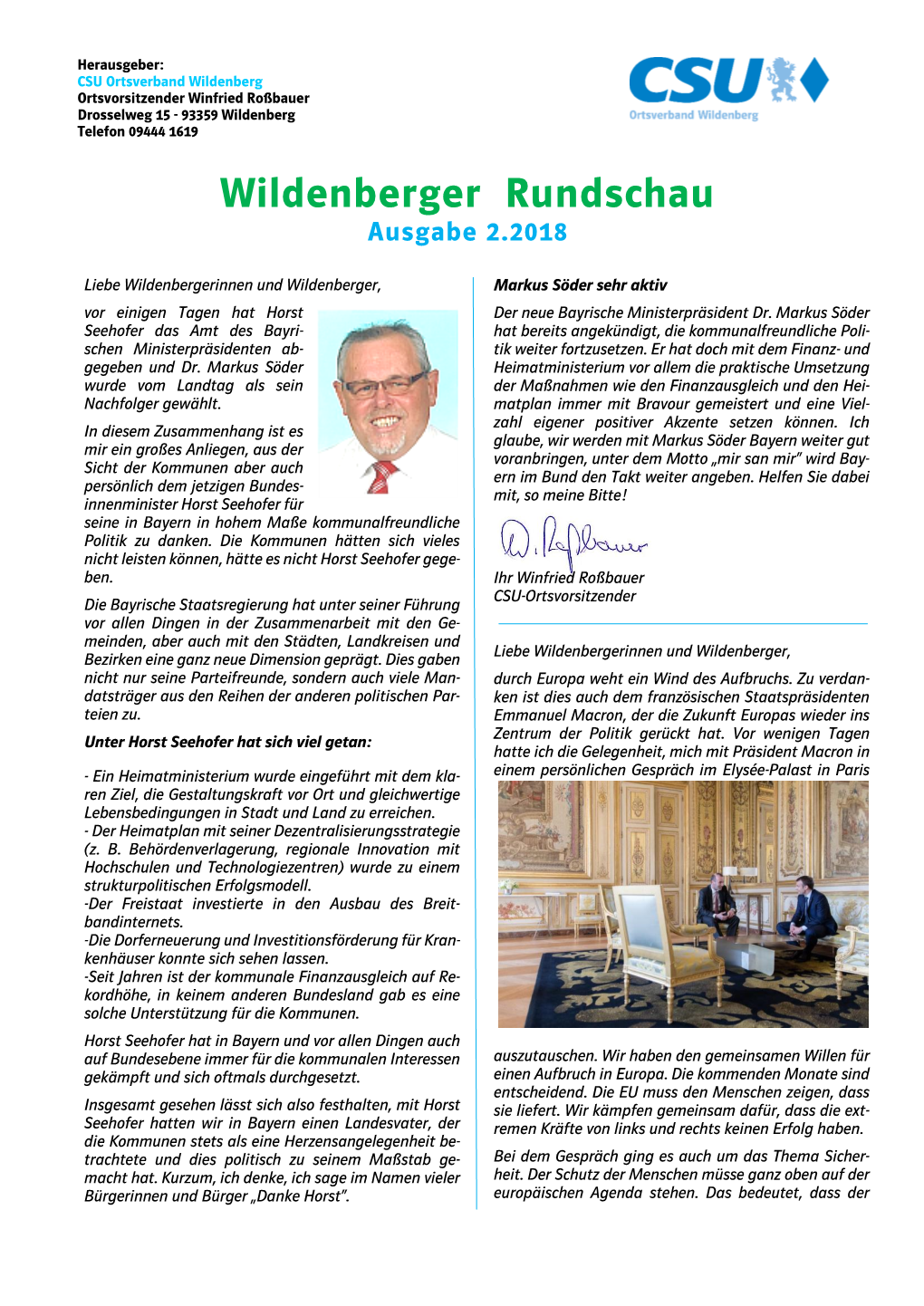 Wildenberger Rundschau Ausgabe 2.2018