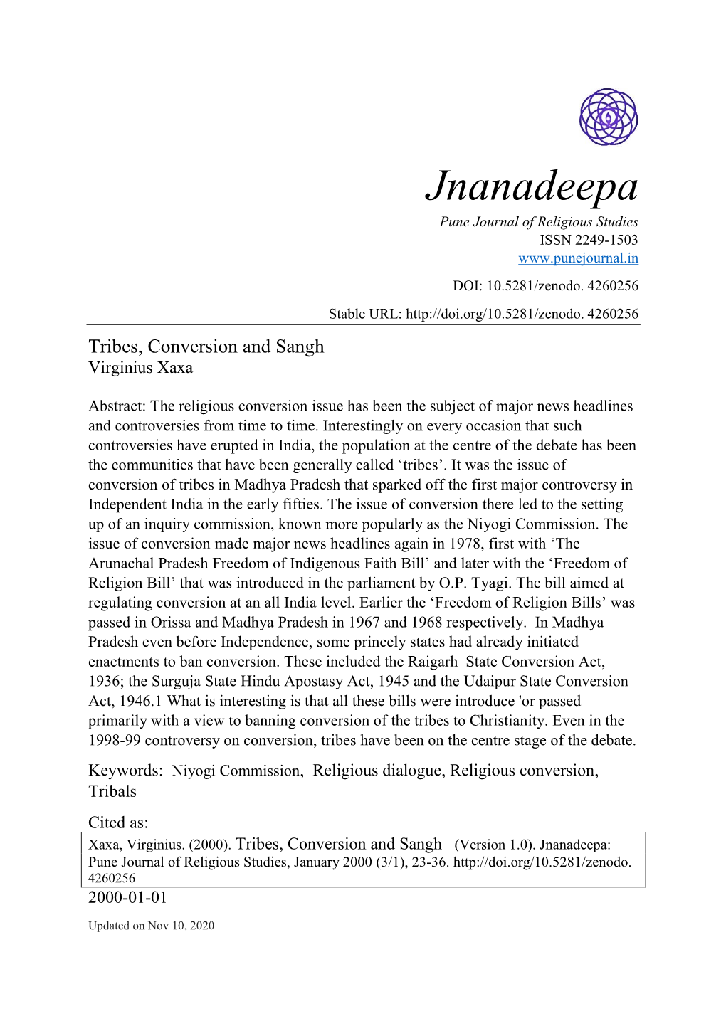 Jnanadeepa Pune Journal of Religious Studies ISSN 2249-1503 DOI: 10.5281/Zenodo