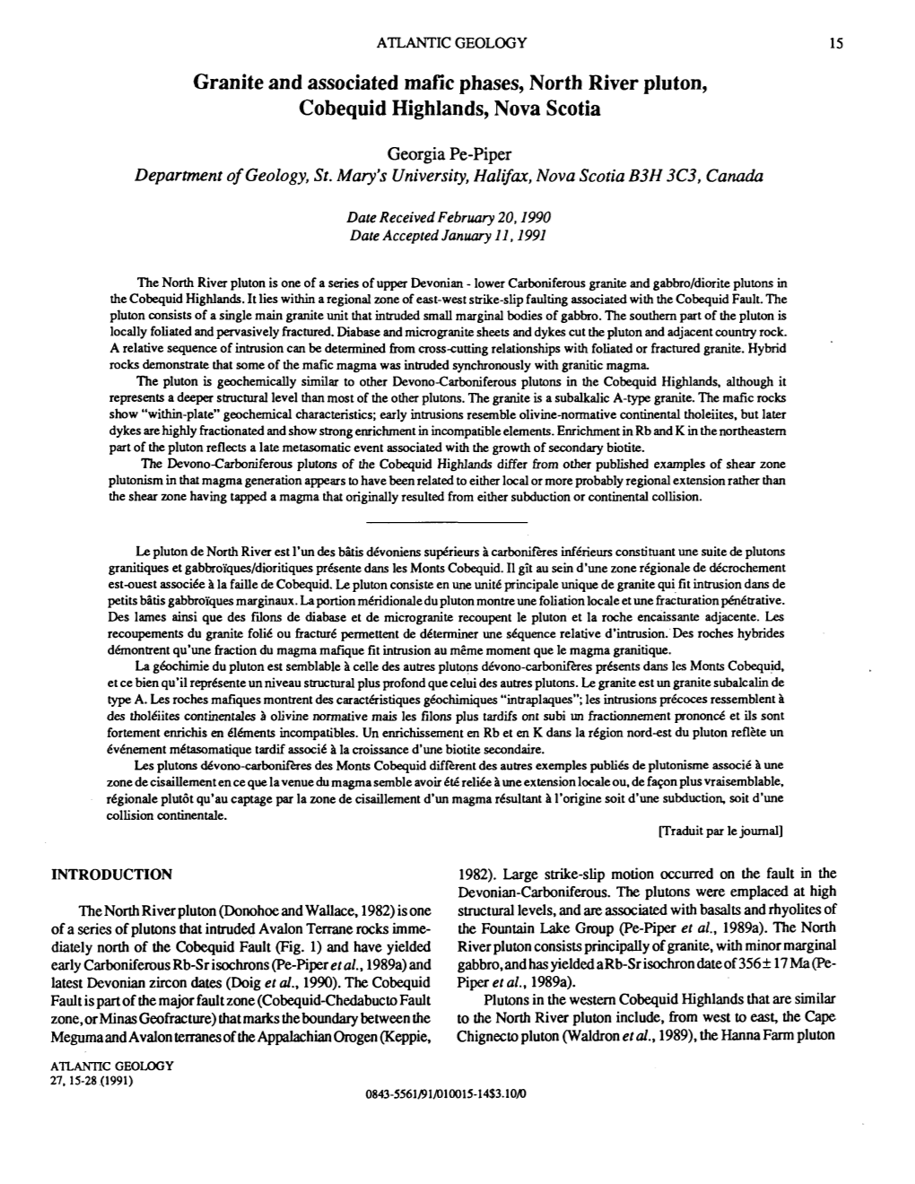 Granite and Associated Mafic Phases, North River Pluton, Cobequid Highlands, Nova Scotia