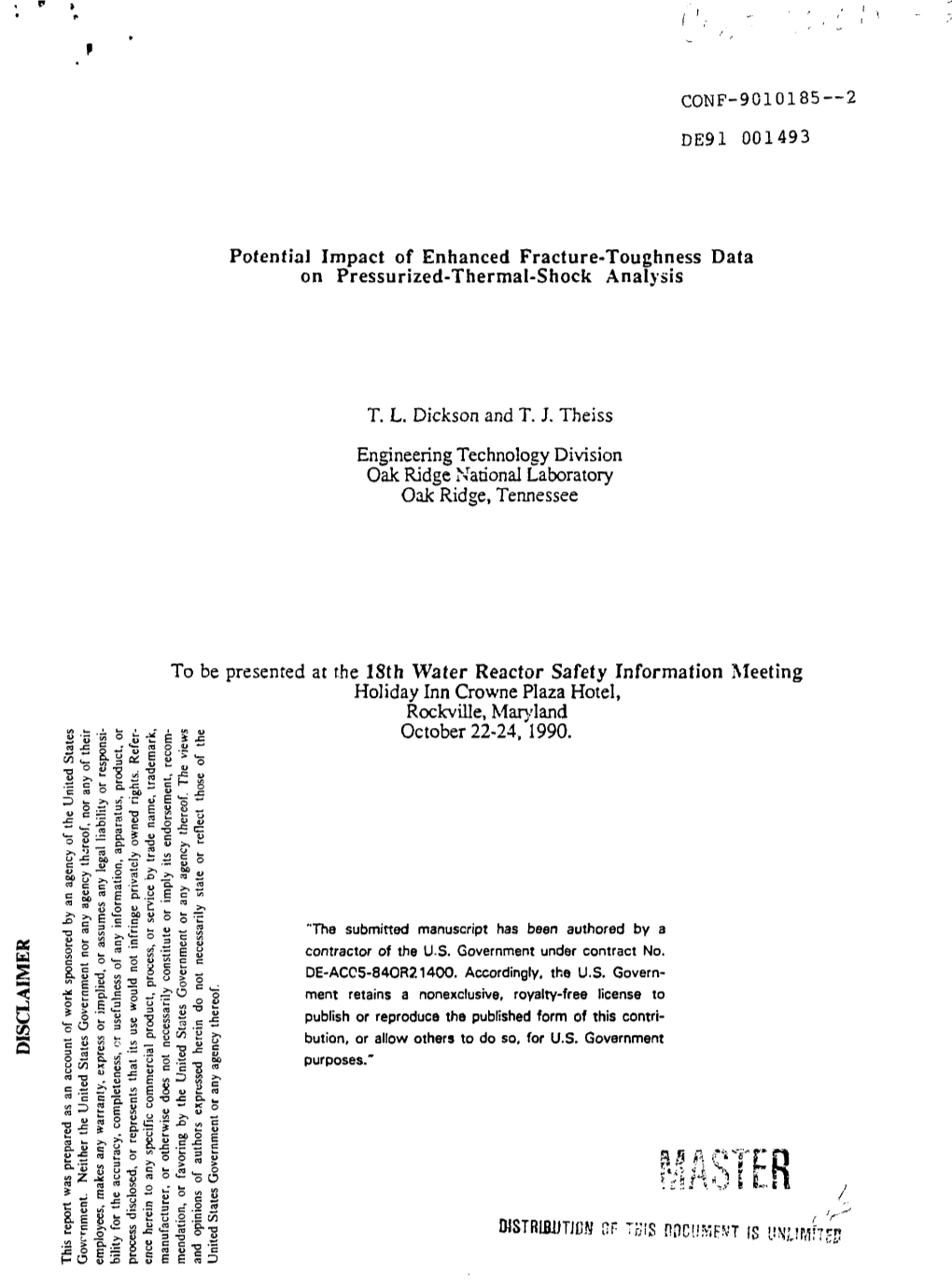 Potential Impact of Enhanced Fracture-Toughness Data on Pressurized-Thermal-Shock Analysis