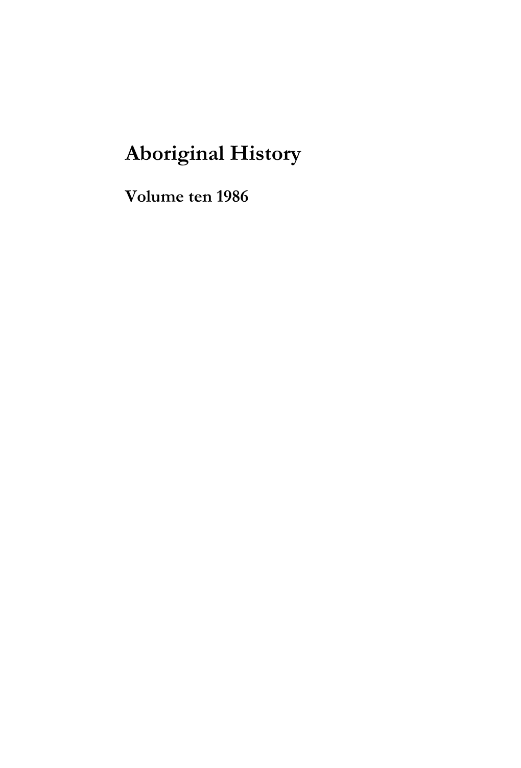 Aboriginal History