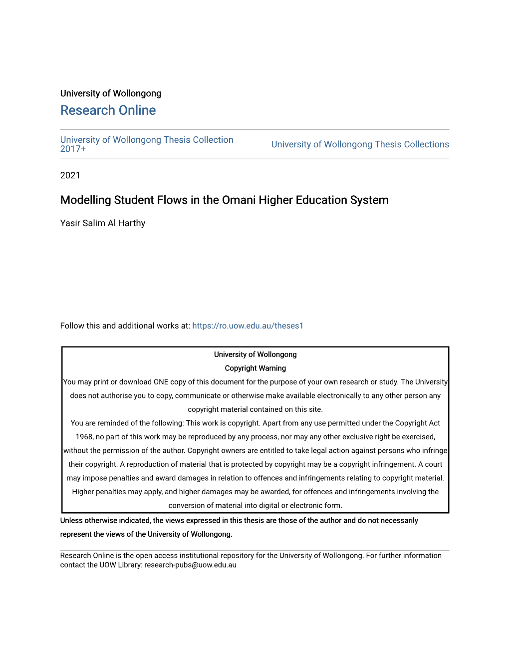 Modelling Student Flows in the Omani Higher Education System