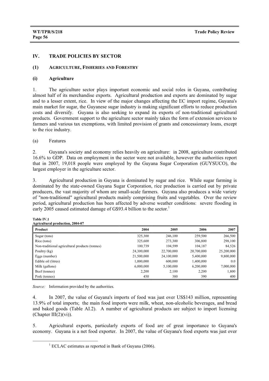 Iv. Trade Policies by Sector (1)