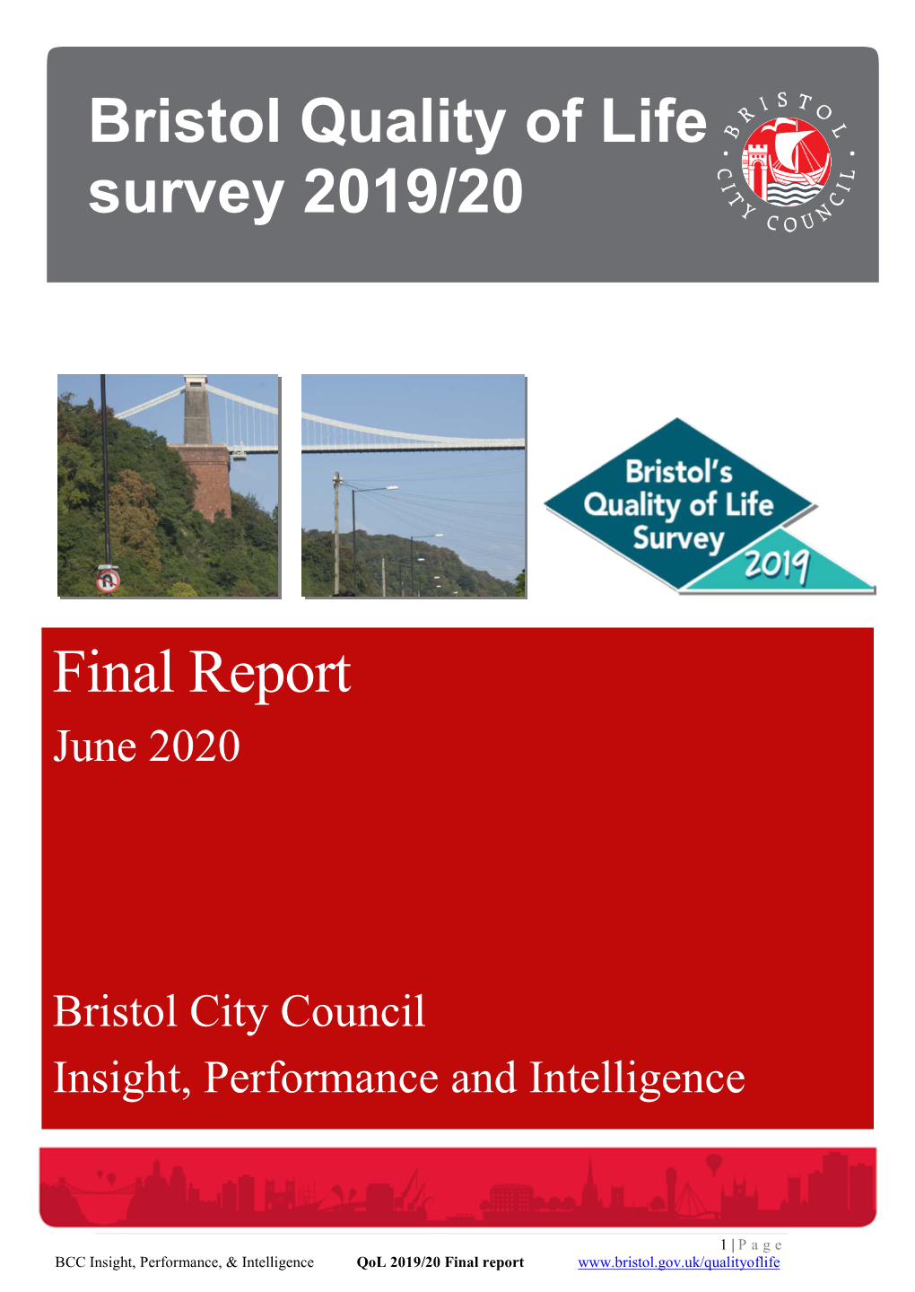 Final Report Bristol Quality of Life Survey 2019/20