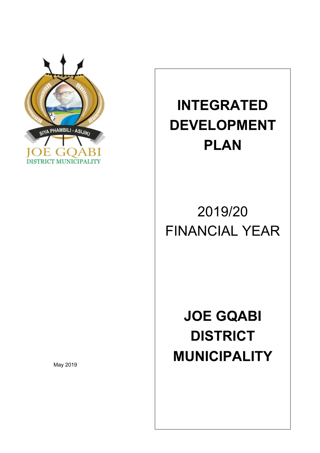 Integrated Development Plan 2019/20 Financial Year Joe Gqabi District Municipality