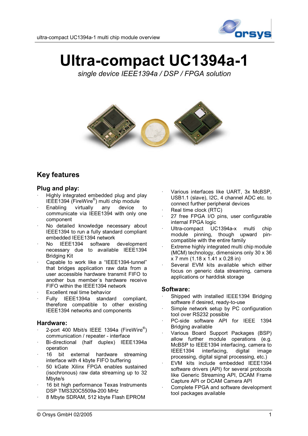 Ultra-Compact Uc1394a-1 Multi Chip Module Overview